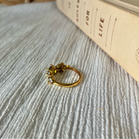 925 Green Stone Floral Gold Ring “Elfa” Peridot Emerald Olive Tourmaline Moss - Picture 8 of 16